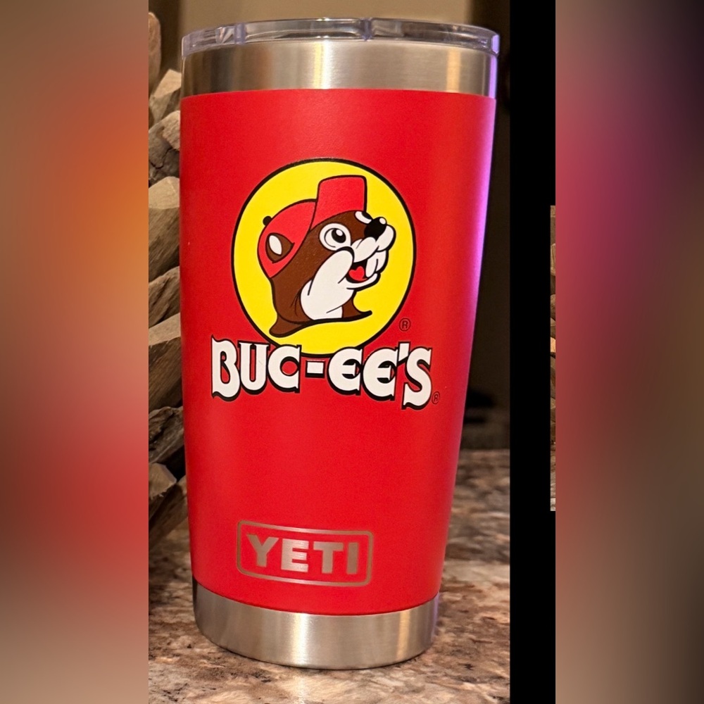 YETI Red Tumbler with Buc-ee's Logo